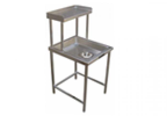 Dish Landing Table with Over Head Shelf